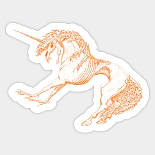 Nightmare Unicorn, Orange Outline Sticker